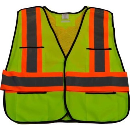 PETRA ROC INC Petra Roc ANSI & CSA Public Safety Vest, Solid Front Mesh Back, "X" On Back, Lime/Orange, 2XL-5XL LV2-PSVCSA-Plus